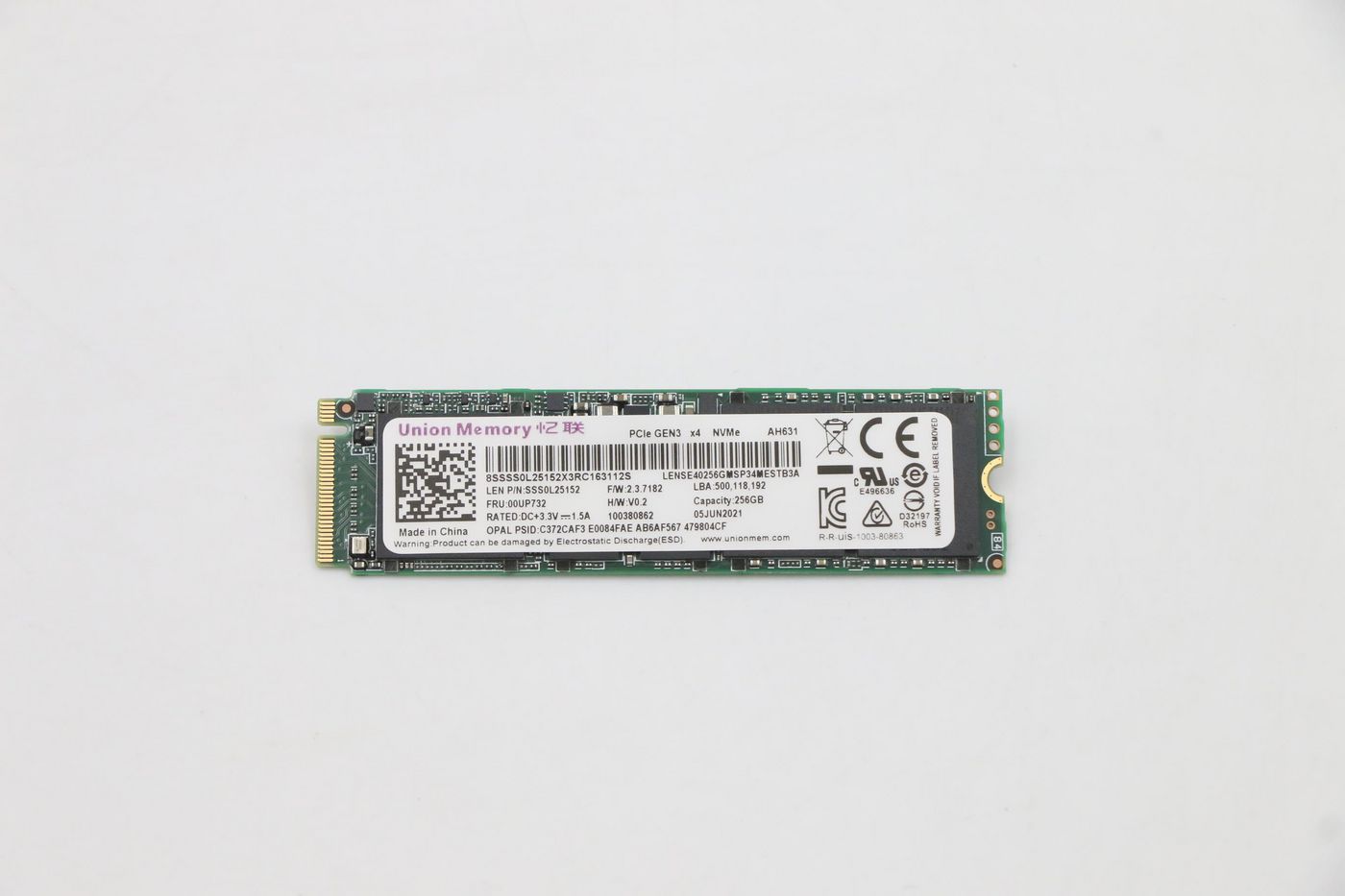 Lenovo 00UP732 Internal SSD – 256GB PCIe 3.0 x4 NVMe M.2 2280