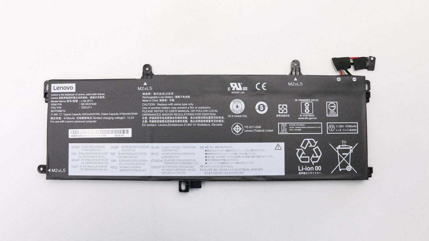 Lenovo 02DL011 Internal Battery – 3-Cell 57Wh Li-ion, Certified Safe