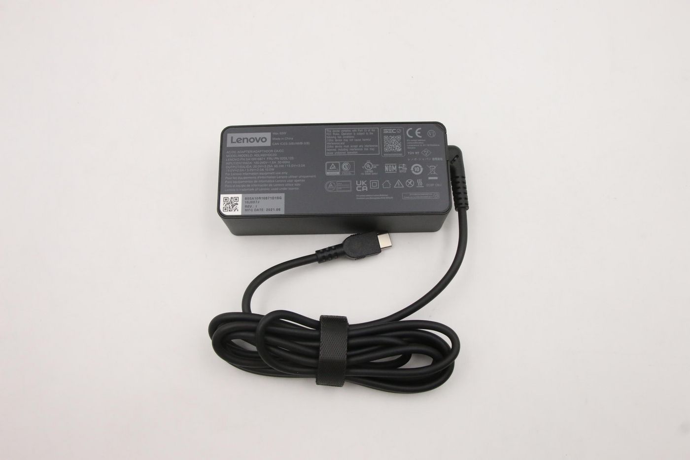 Lenovo 02DL125 65W USB-C AC Adapter – PD 3.0 Certified, Adjustable Voltage, 1.8m Detachable Cable