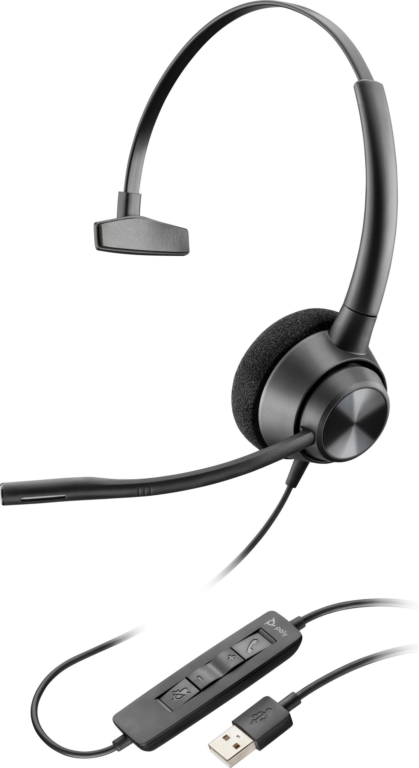 HP 767F9AA Poly EncorePro 310 USB-A Mono Headset – Black, In-line Control