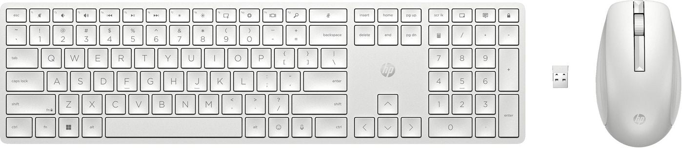 HP 4R016AA#ABN Wireless Keyboard and Mouse Combo – White, Full-Size, 2.4GHz