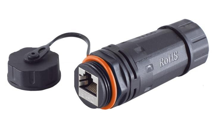 MicroConnect KONCAT6A68 RJ45 Plug CAT6a IP68 Outdoor Network Coupler Black