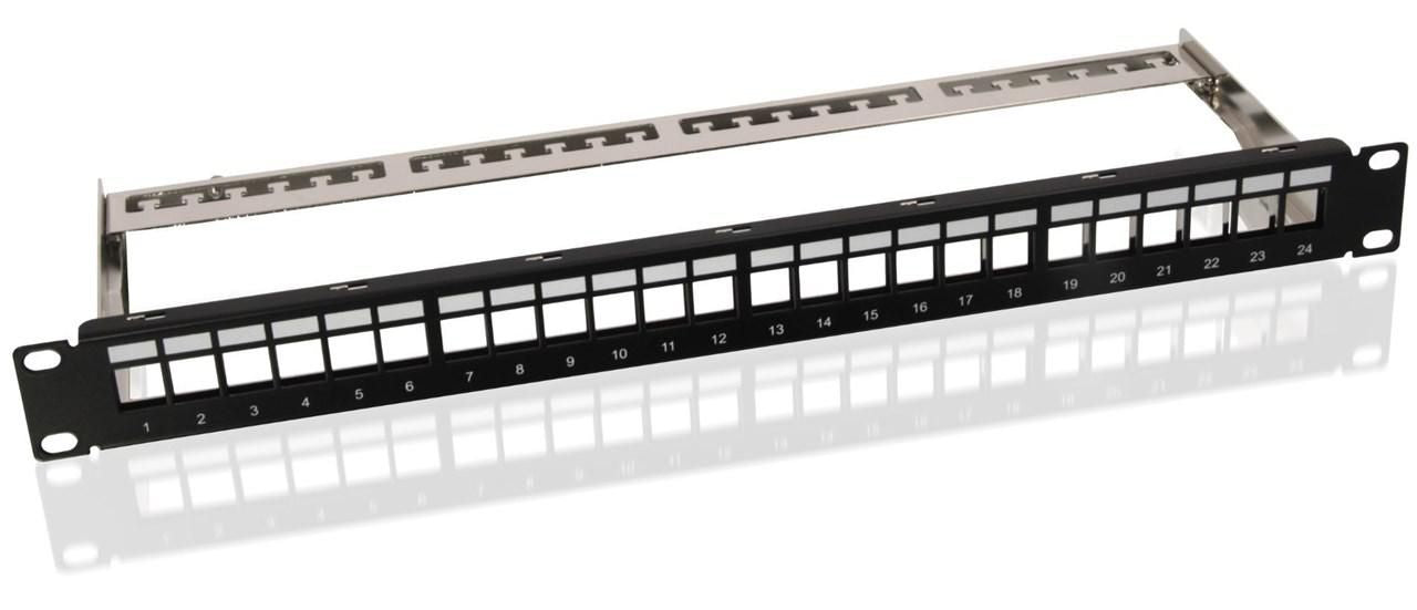 MicroConnect PP-027 Patch Panel – 1U 24-Port CAT6 Rack Mount RJ-45 Black