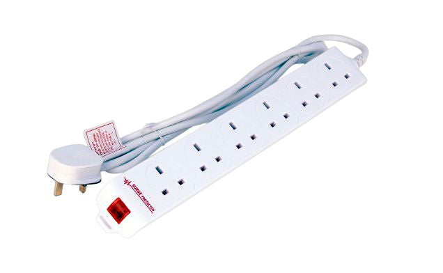 MicroConnect MC-UKSURGESTRIP6-5M 6-Way Surge Protected Power Strip 5m White