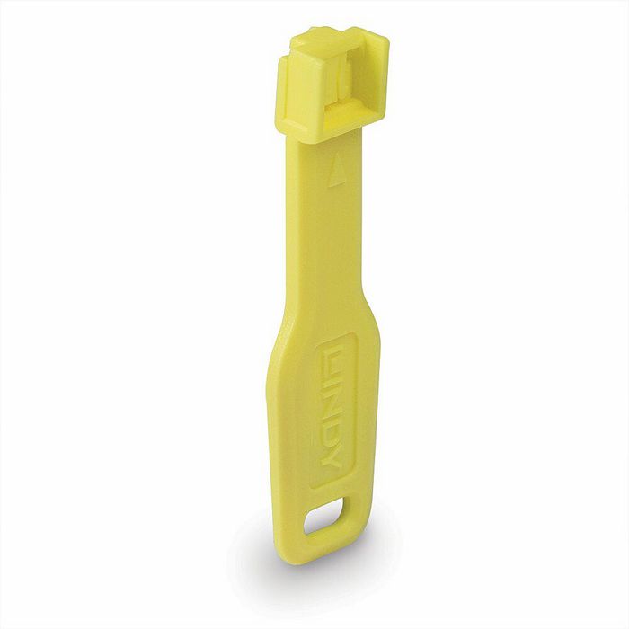 Lindy 47900 RJ45 Port Locks Yellow – 10 Pack with 1 Key | CE, RoHS, UKCA Certified