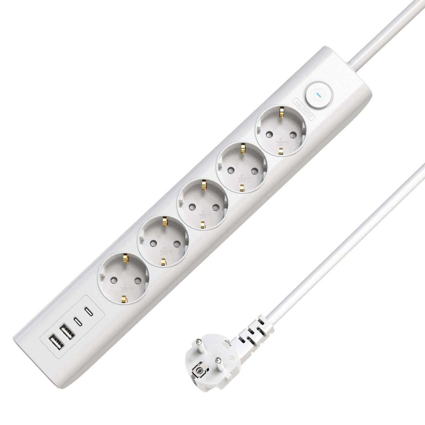 MicroConnect MC-GRU00515WS-USB 5-Way Schuko Power Strip with USB, 1.5m, White