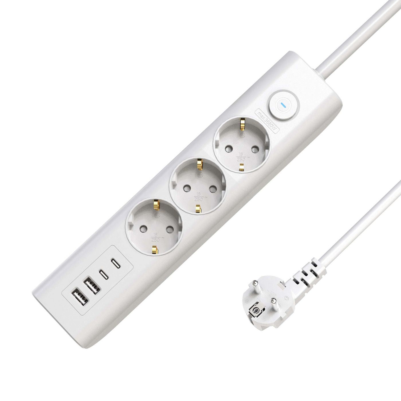 MicroConnect MC-GRU00315WS-USB 3-Way Schuko Power Strip with USB, 1.5m, White