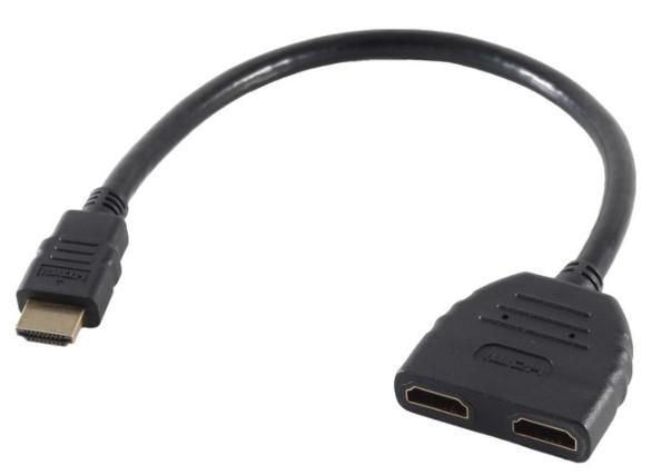 Microconnect HDMI Adapter 19M to 2x 19F – 0.2m, HDMI 1.1, Black