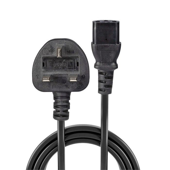 Lindy 30432 Power Cable – 1m UK 3 Pin Plug to IEC C13, Black, 5A