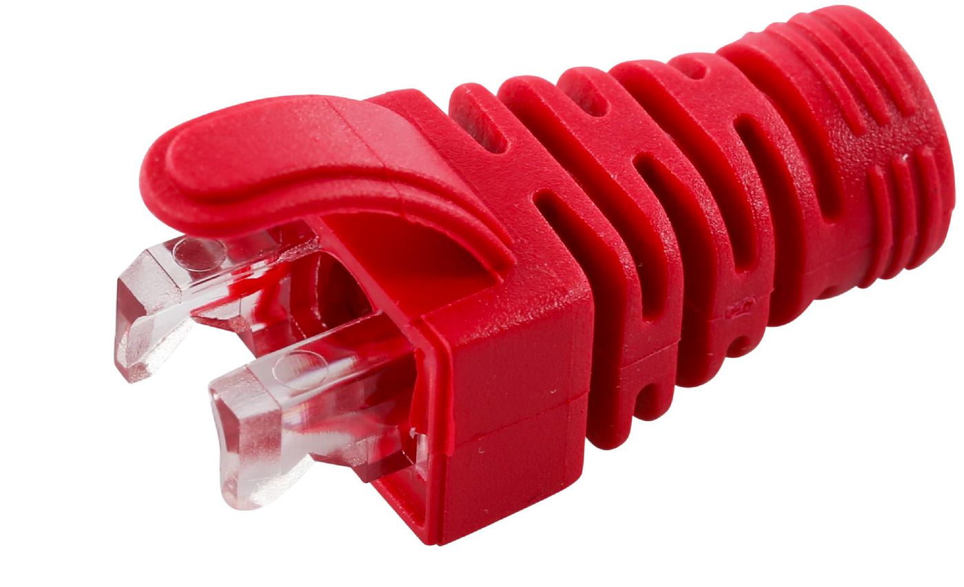 MicroConnect CONB65R Strain Relief Boot Red 6.5mm – 100 Pack for Cat5e Cat6 Cat6A Cables