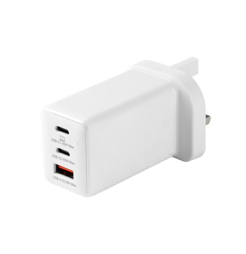 eSTUFF ES636067-BULK USB-C PD 67W GaN Home Charger — White, Recycled Plastic