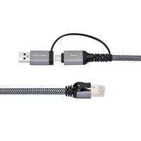 MicroConnect MC-RJ45USBC-02 CAT6 RJ45 FTP to USB A-C Adapter Cable – 2m Network Cable