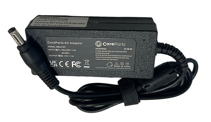 CoreParts MBA1207 36W 12V 3A Power Adapter – CE Certified, EU Plug, AC-DC