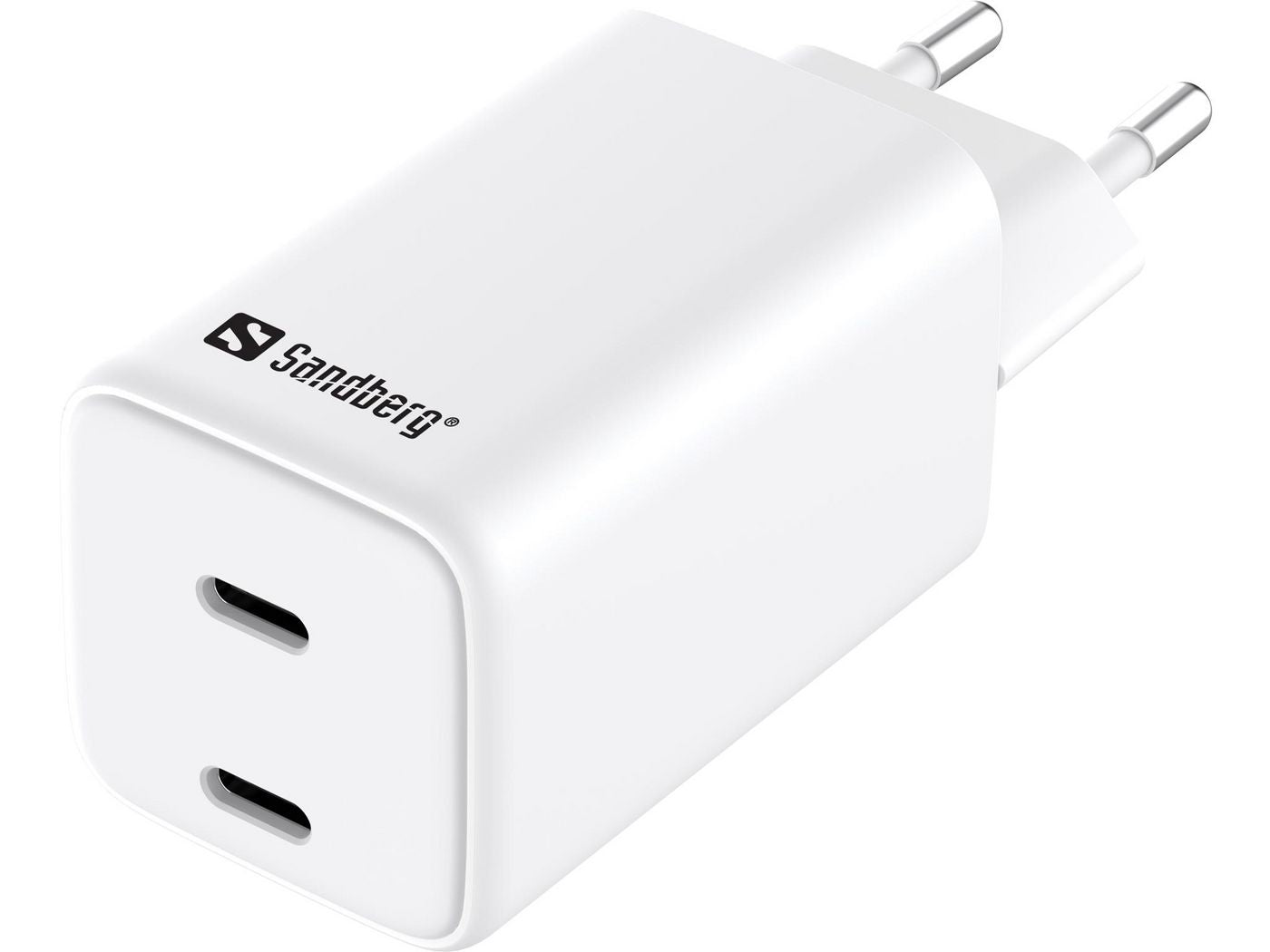 Sandberg 441-56 AC Charger Dual USB-C PD65W EU – Fast USB-C Charging Adapter