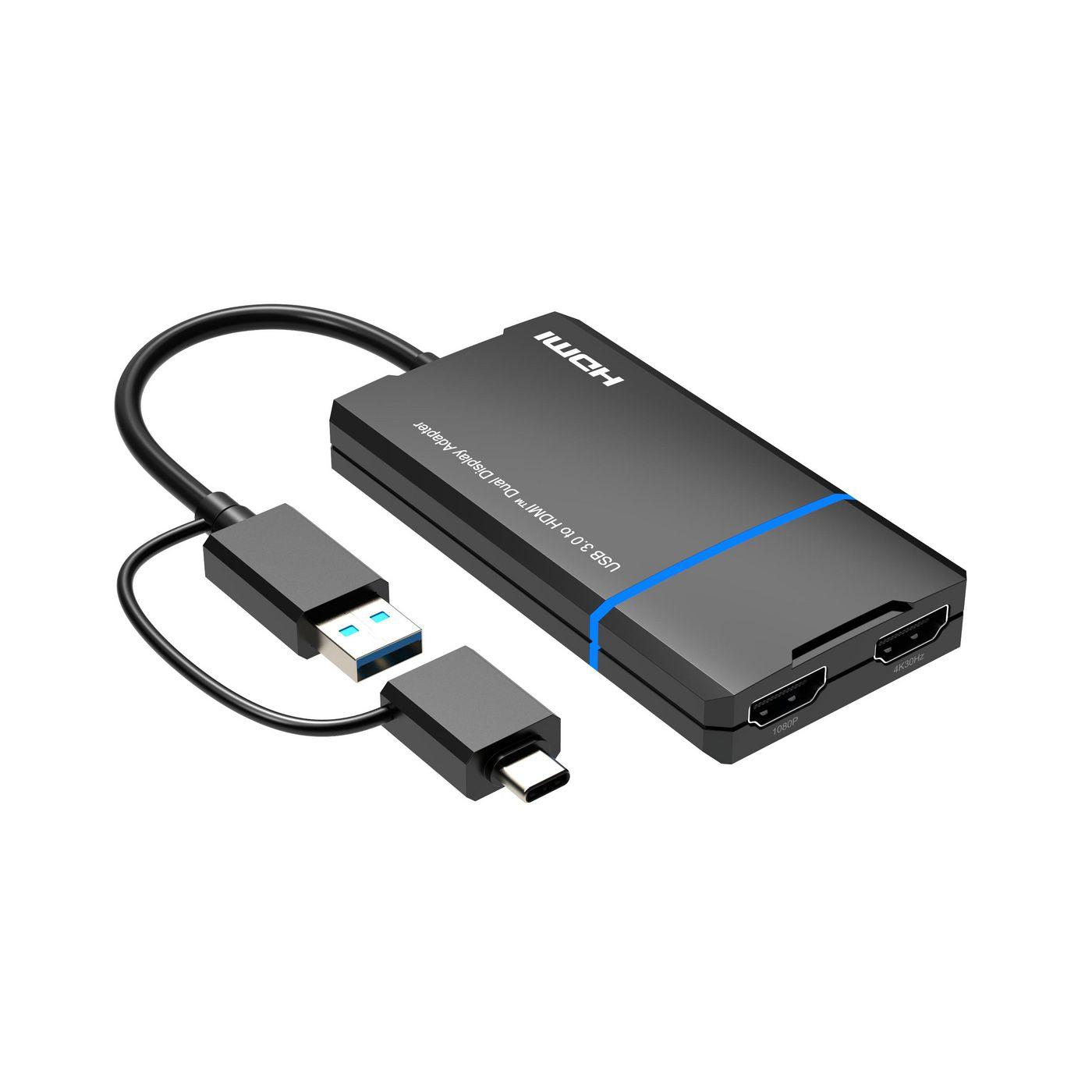 MicroConnect MC-USB3.1CHDMIX2-2IN1 USB-C & USB-A to Dual HDMI Splitter – 4K@30Hz & 1080p@60Hz Output