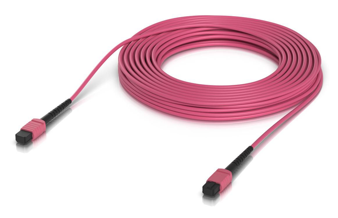Ubiquiti OM4 MPO-12 UPC Fibre Patch Cable, 15m Rose, LSZH, 100G