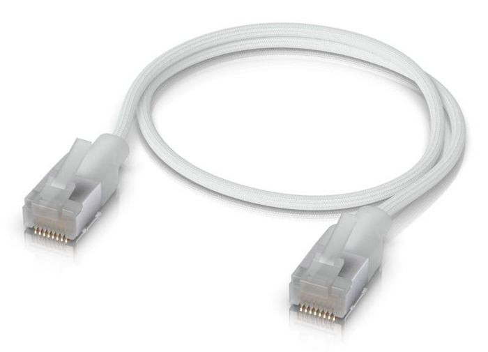 Ubiquiti UACC-CABLE-PATCH-EL-C6A-0.3M-W Cat6a RJ45 Ethernet Cable – 0.3m Braided PoE++ 10GbE White