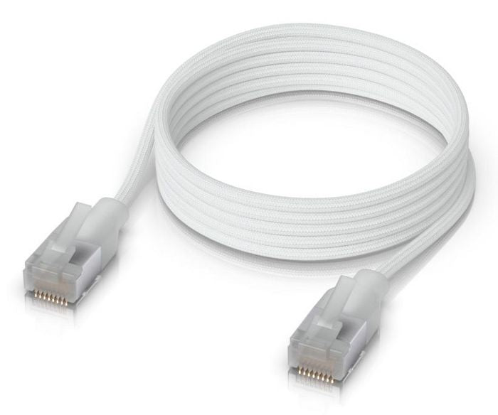 Ubiquiti UACC-CABLE-PATCH-EL-C6A-1M-W Cat6a RJ45 Patch Cable – 1m Braided 10GbE PoE++ White