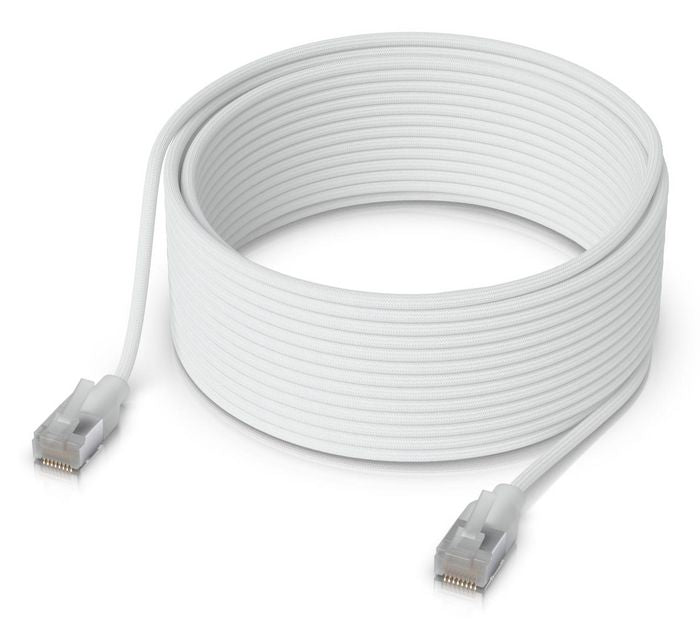 Ubiquiti UACC-CABLE-PATCH-EL-C6A-15M-W Cat6a RJ45 Ethernet Cable – 15m Braided PoE++ 10GbE White