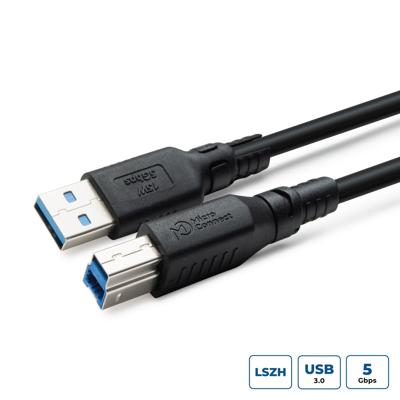 MicroConnect USB3.0AB3B-LSZH USB 3.2 A-B Gen 1 Cable 3m LSZH Jacket 5 Gbit/s