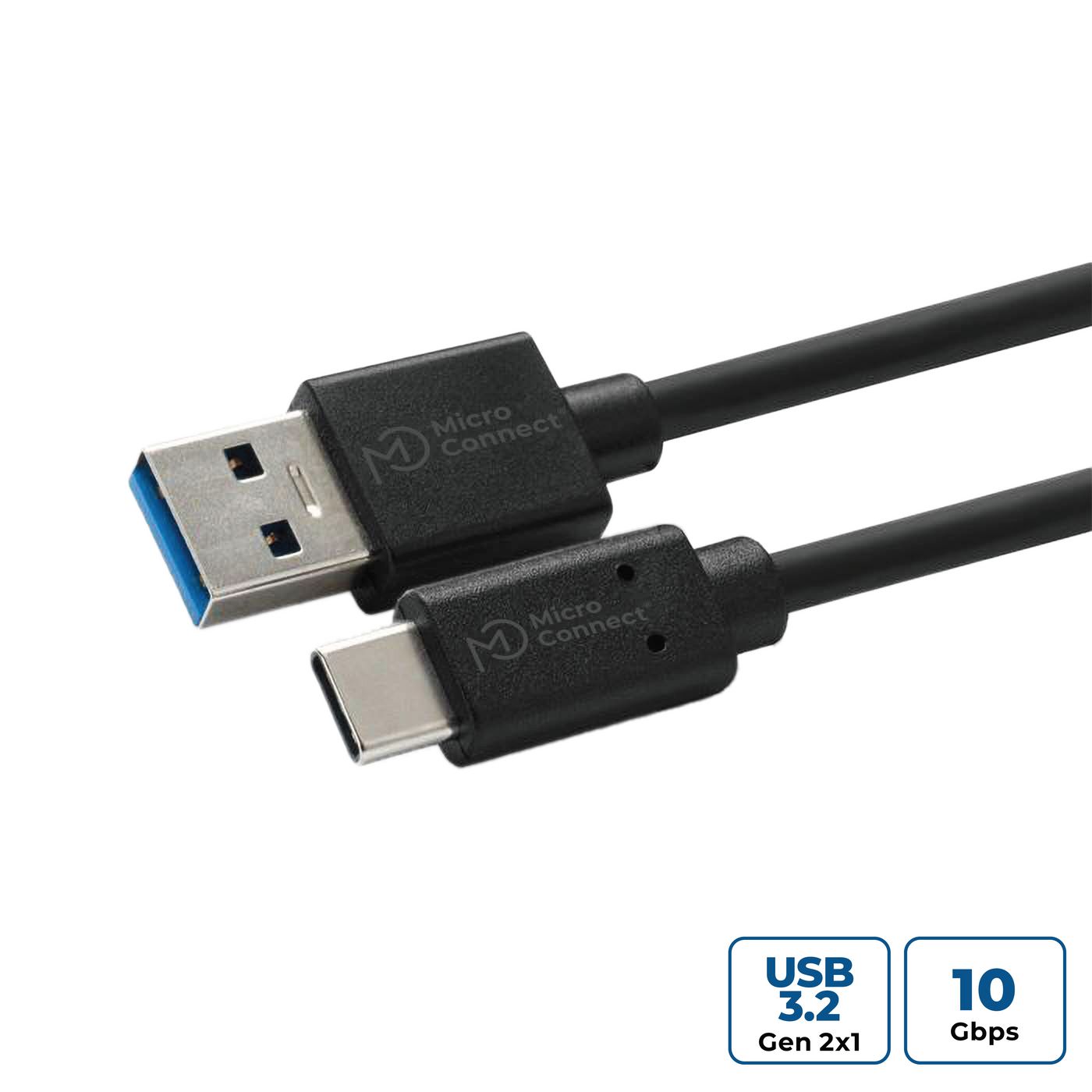 MicroConnect USB3.2CA05 USB Cable USB 3.2 Gen 2 A to C 0.5m 10 Gbit/s Black