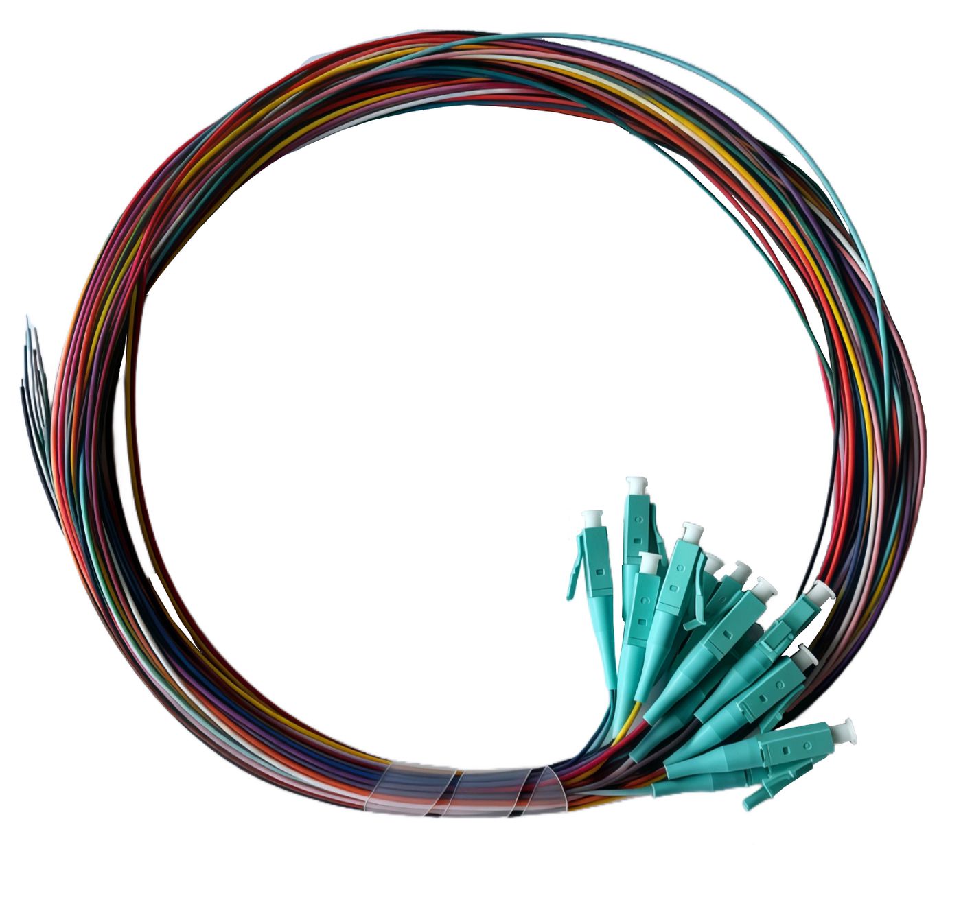 Lanview LC/UPC 12-Core OM3 Fibre Optic Pigtail – 2m, 50/125μm, PVC, 12 Colours