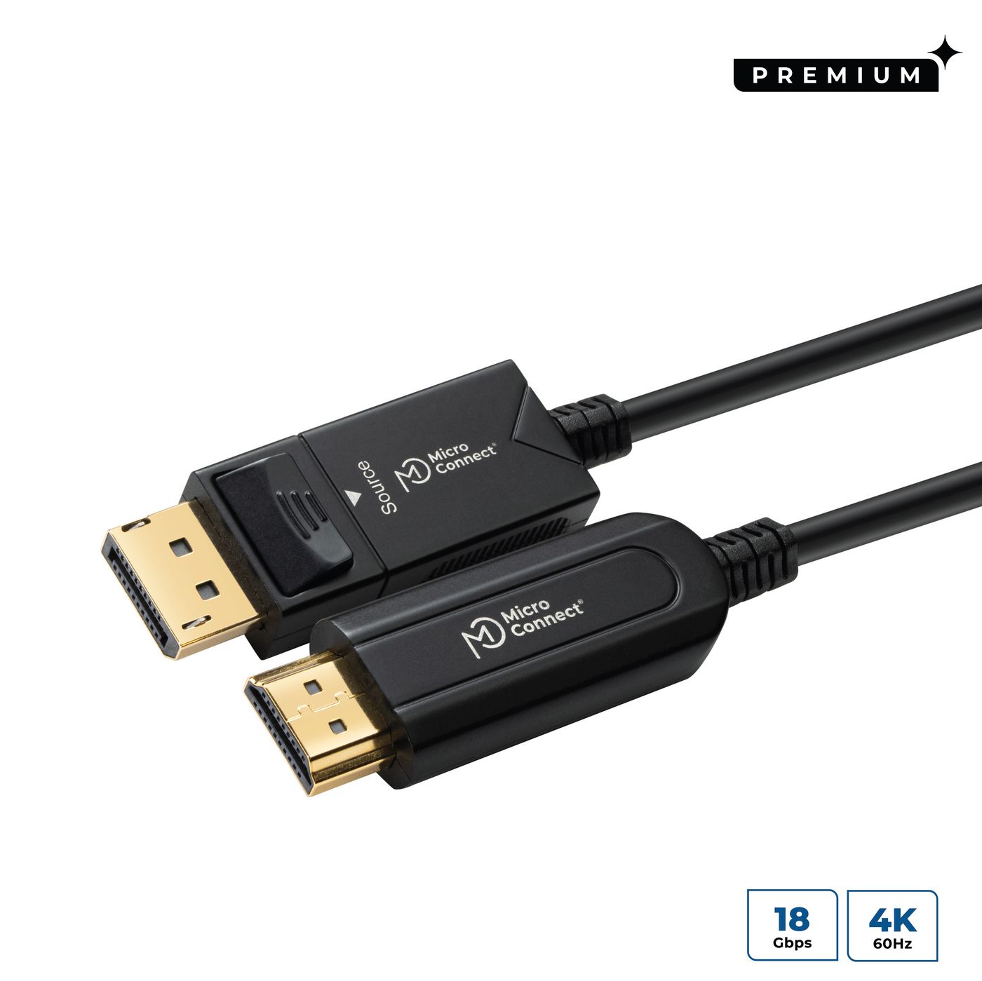 MicroConnect DP-HDMI-2000V1.4OP 20m DisplayPort 1.4 to HDMI 2.0 Fibre Optic Cable – 4K60Hz