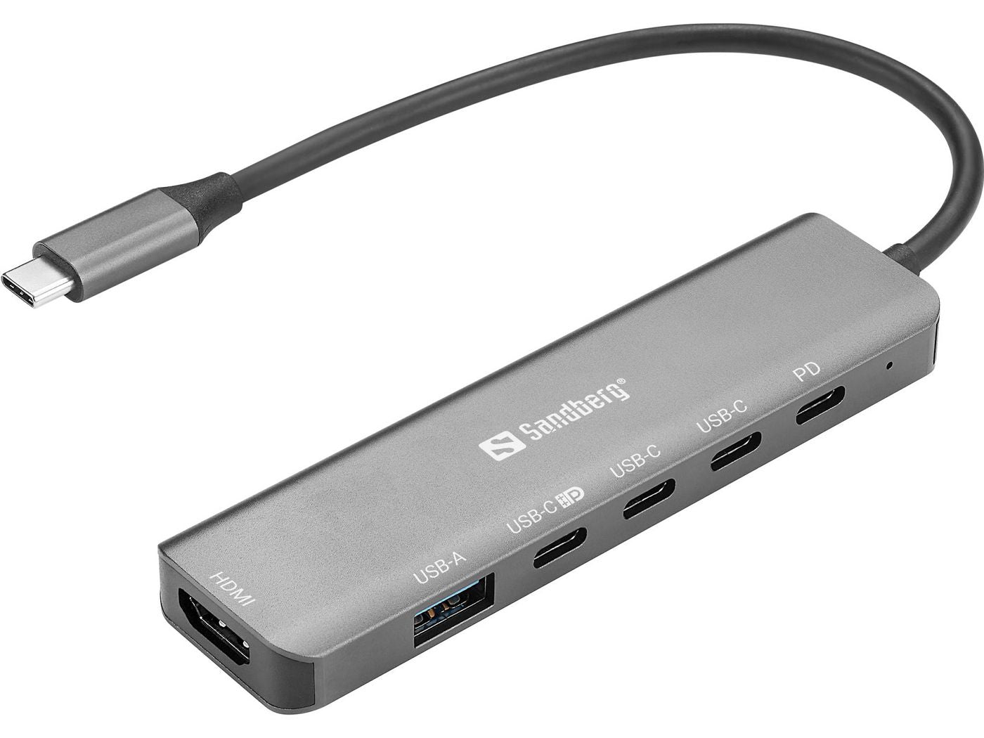 Sandberg 136-77 USB-C 6-in-1 MediaDock Multiport Hub 4K 100W Aluminium