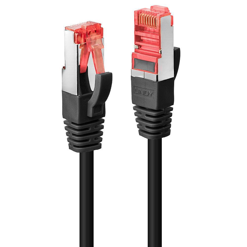 Lindy 47777 Cat6 1m Network Cable – RJ45 S/FTP Shielded Black with Gold-Plated Connectors