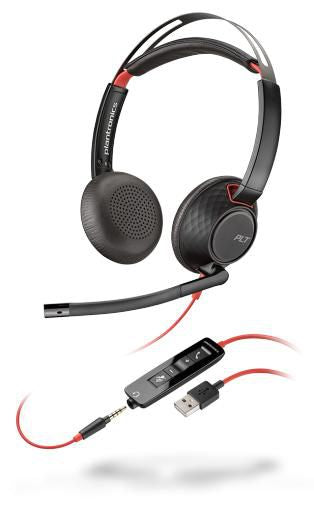 Poly 207576-03 Stereo Headset – Wired, 3.5mm & USB-A, Black/Red