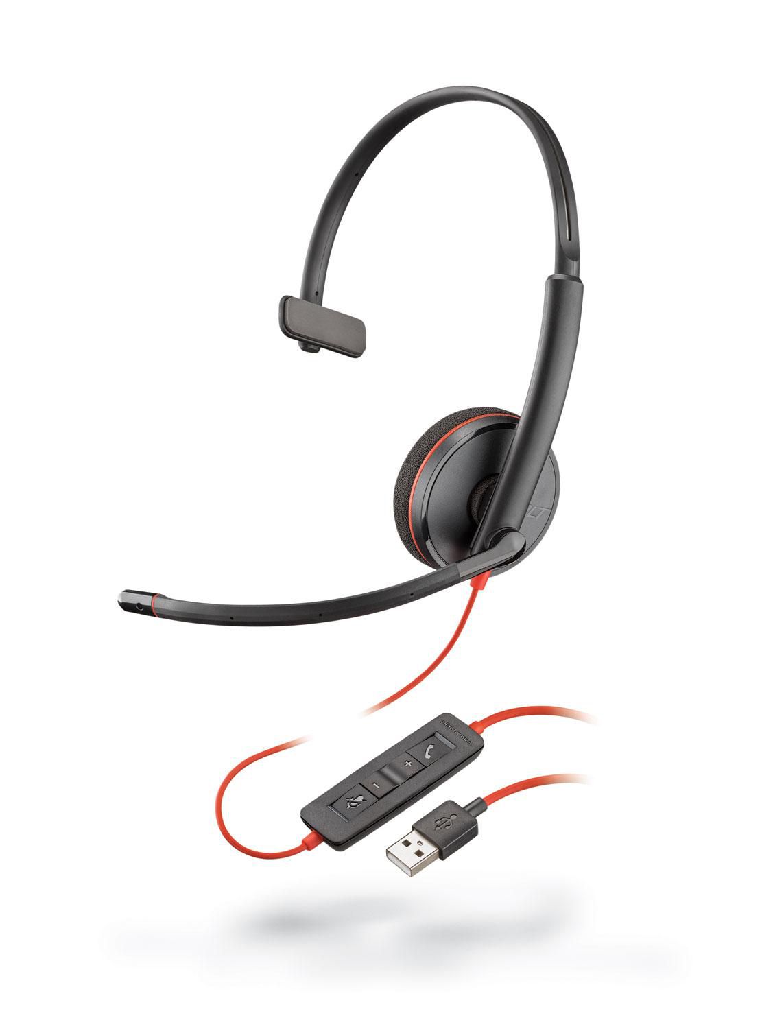 Poly 209744-101 Blackwire 3210 USB-A Monaural Headset – Noise-Cancelling
