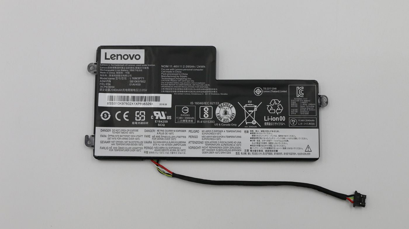 Lenovo 01AV459 Battery – 3-Cell 24Wh 11.4V Li-Ion Black