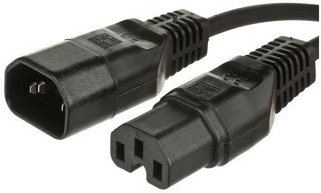 MicroConnect PE011410 Power Cable 1m Black C14 to C15 Coupler 10A 250V