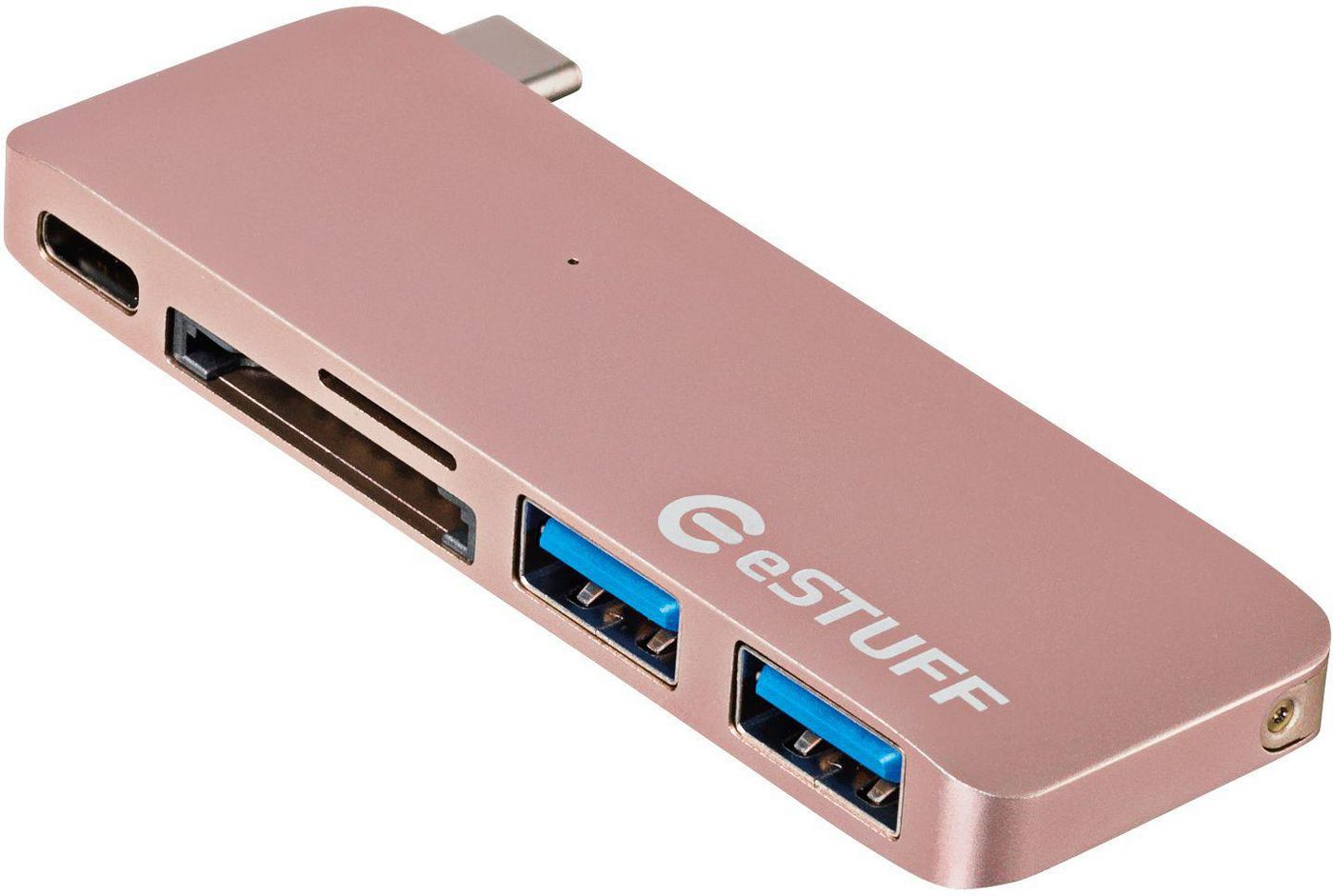 eSTUFF ES84121-ROSE USB-C Hub – Rose Gold Aluminium, USB 3.2 Gen 2, SD/MicroSD