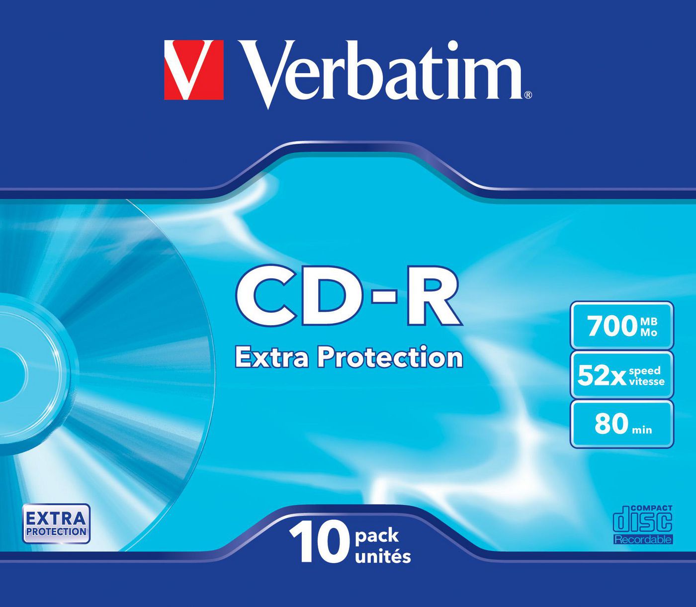 Verbatim 43415 CD-R Extra Protection 700MB 52x 10-Pack Blank CDs