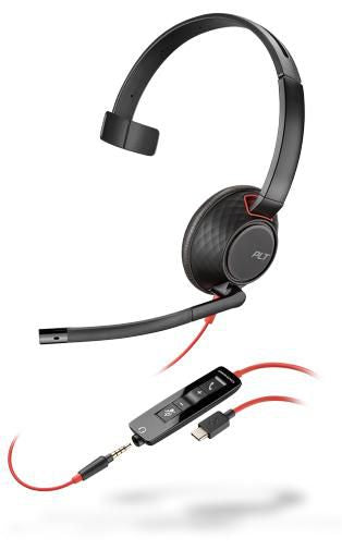 Poly 207587-03 Mono Headset – 3.5mm & USB-C Wired Noise-Cancelling