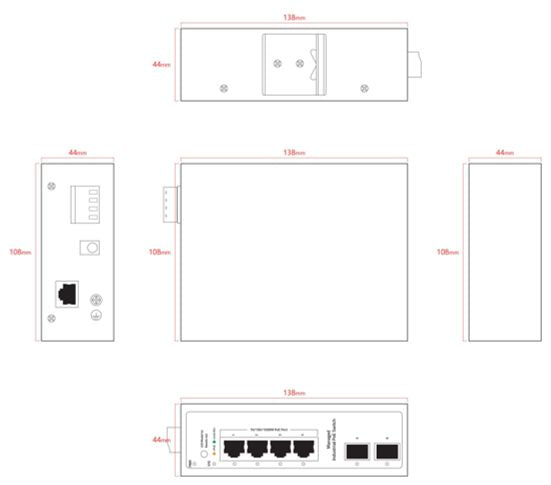 Ernitec ELECTRA-IM04-1GB 4-Port 1000Mbps Industrial Managed PoE Network Switch