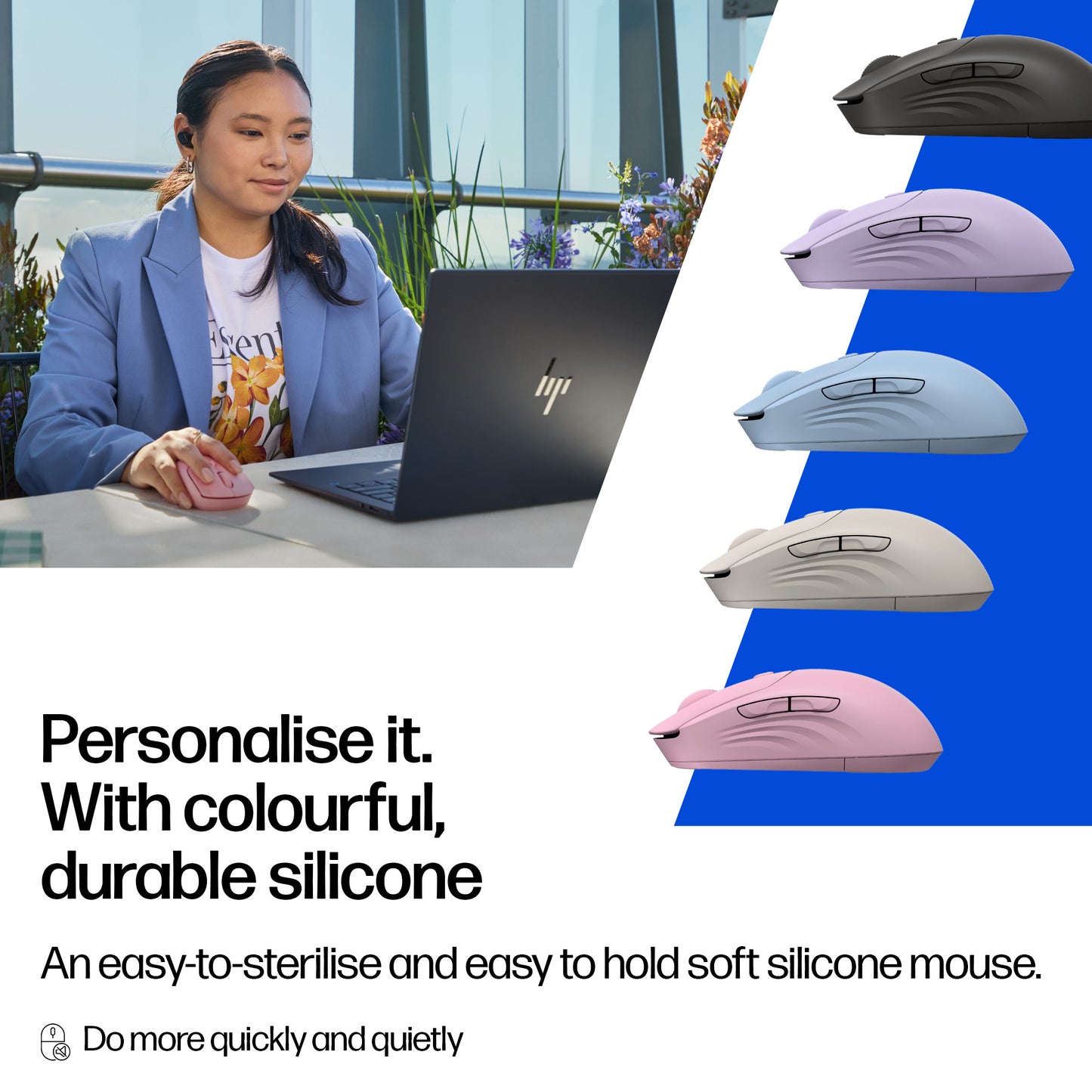 HP AZ7B6AA 400 Quiet Wireless Mouse – Ambidextrous, 6000 DPI, Beige