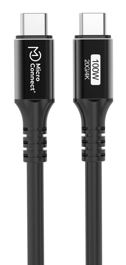 MicroConnect USB3.2CC015 USB-C Cable – 0.15m, 100W, 20Gbps, 4K60Hz, Black