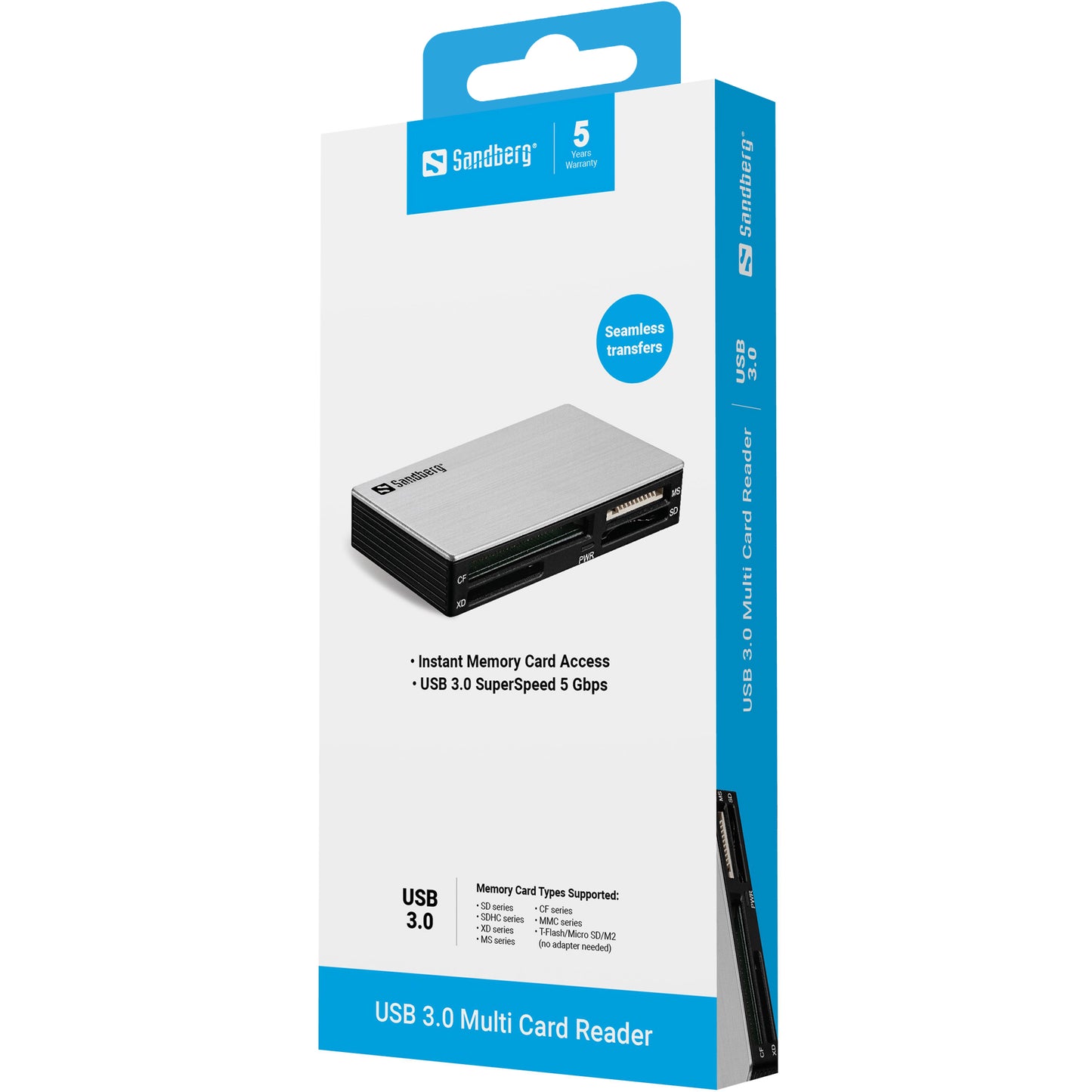 Sandberg 133-73 USB 3.0 Multi Card Reader – High-Speed Card Reader Black/Silver