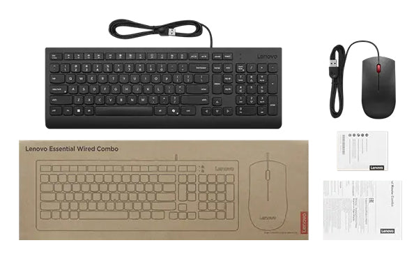 Lenovo 4X31R64409 Keyboard and Mouse – Full-Size USB Danish Black Wired Combo