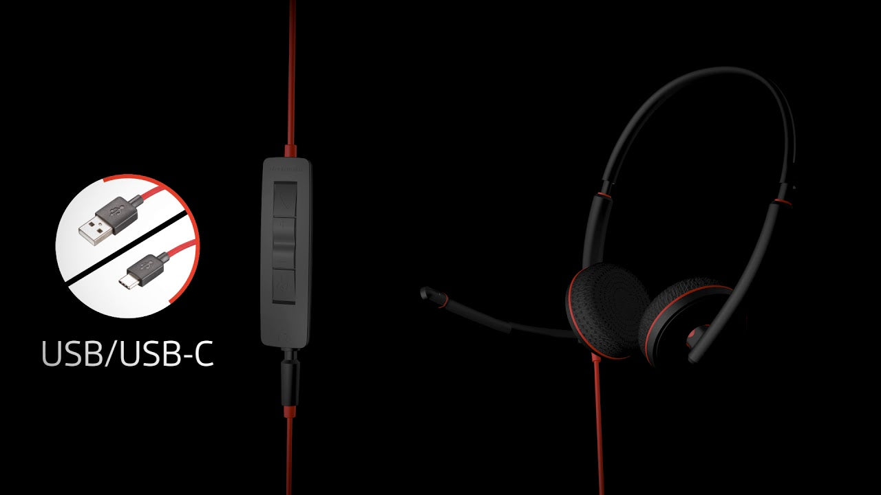 Poly 209748-104 Blackwire C3210 USB-C Wired Headset with Noise-Cancelling Microphone