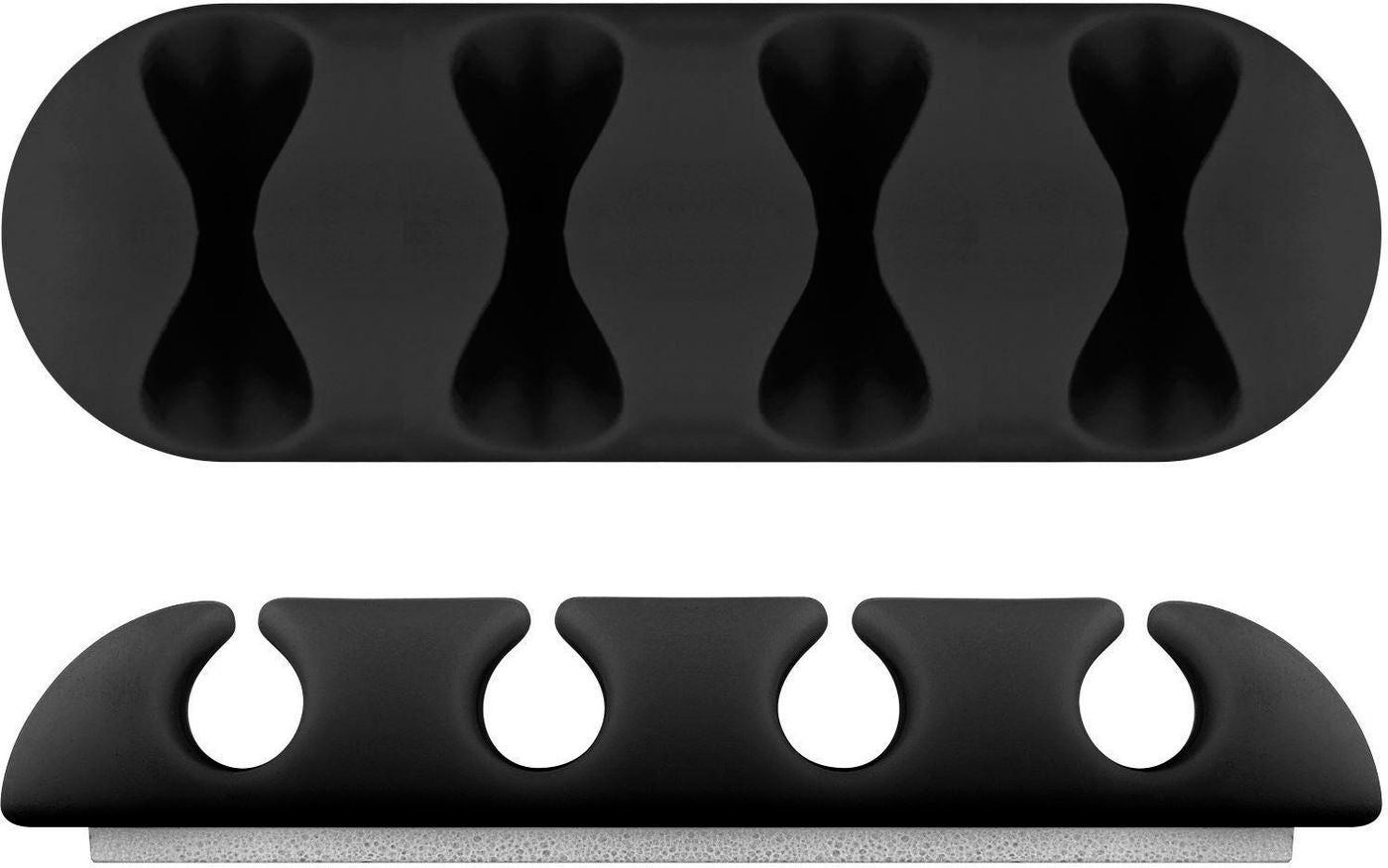 MicroConnect CABLEMANA-16 Cable Holder – Floor Organiser, Black, 2 Pack, 4 Slot, Adhesive