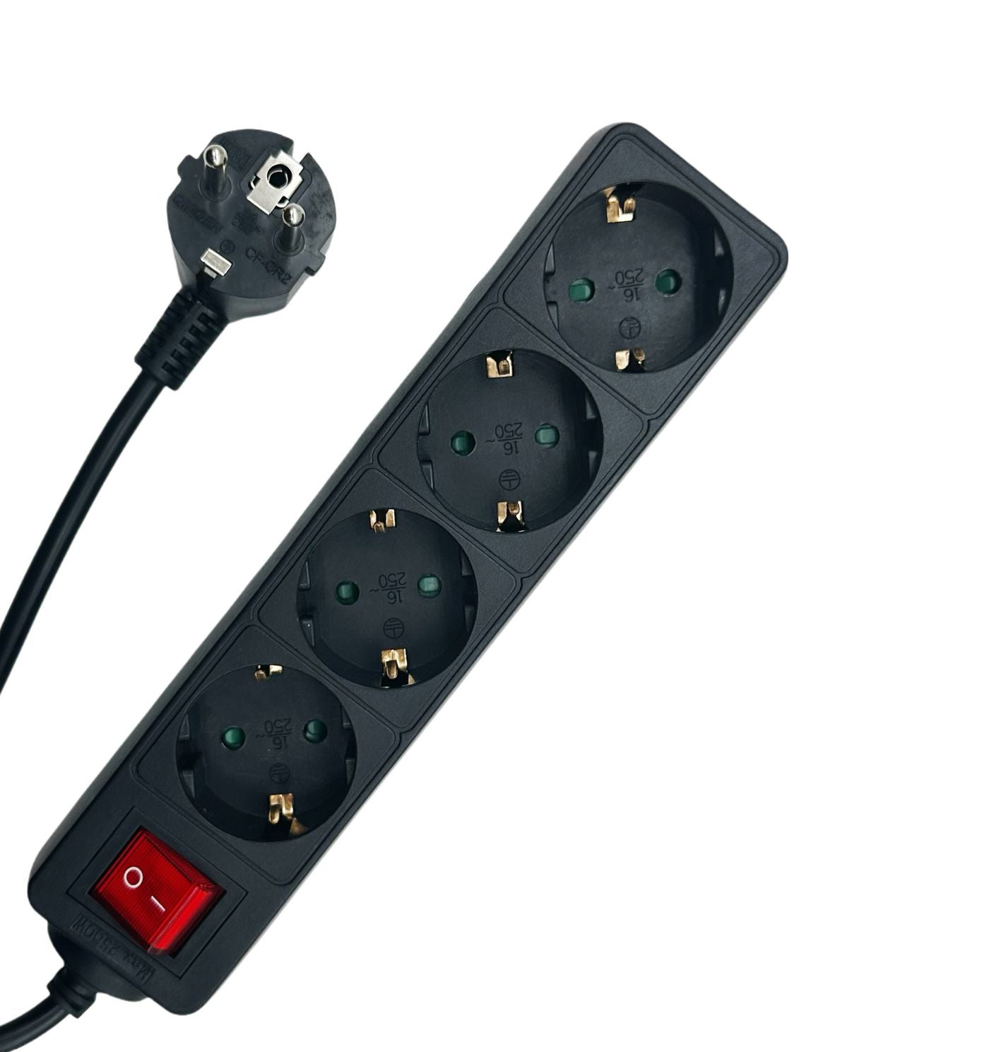 MicroConnect MC-GRU0045BS Power Strip – 4-Way Type F, 5m, Black, On/Off Switch