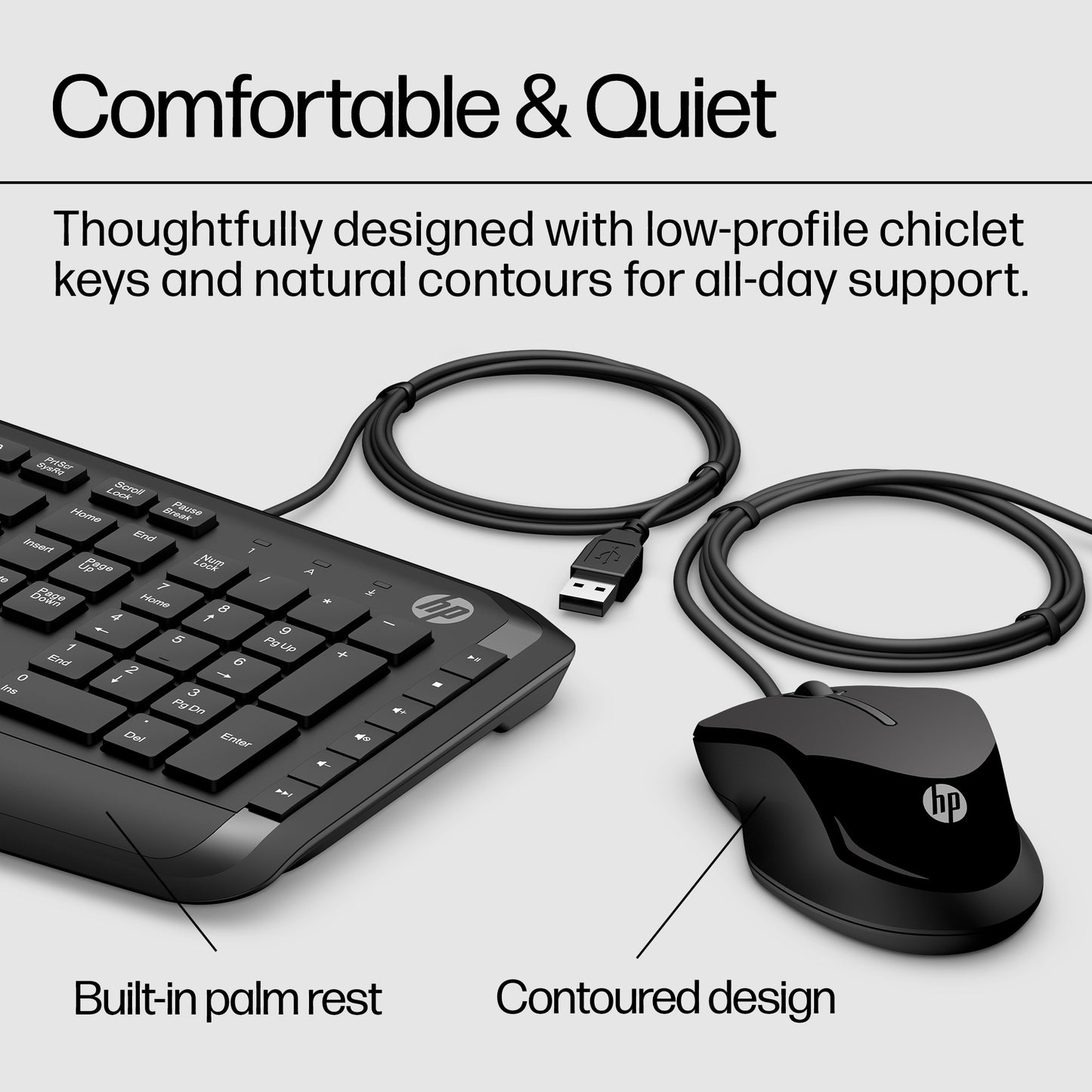 HP 9DF28AA#ABY Pavilion Keyboard and Mouse 200 – Full-Size Wired USB Set Black
