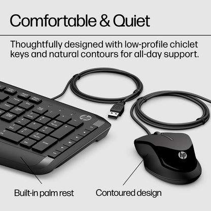 HP 9DF28AA#ABY Pavilion Keyboard and Mouse 200 – Full-Size Wired USB Set Black
