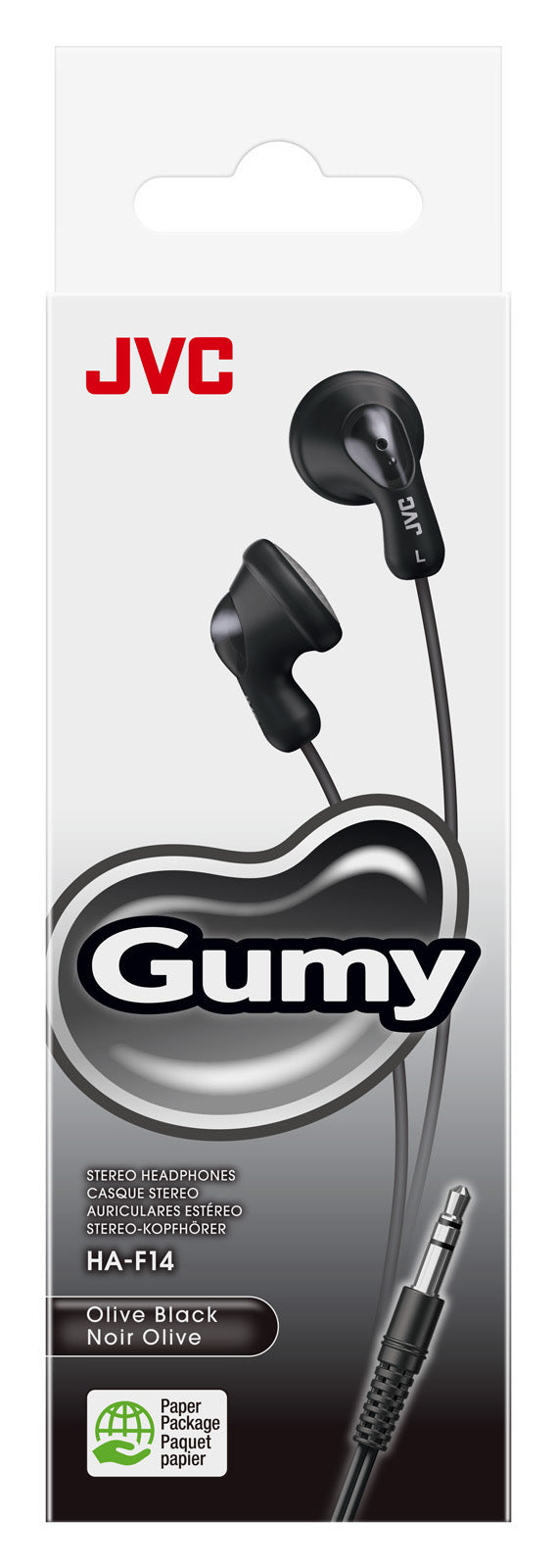 JVC HA-F14-BN-U In-Ear Headphones – Gumy Black Wired Neodymium