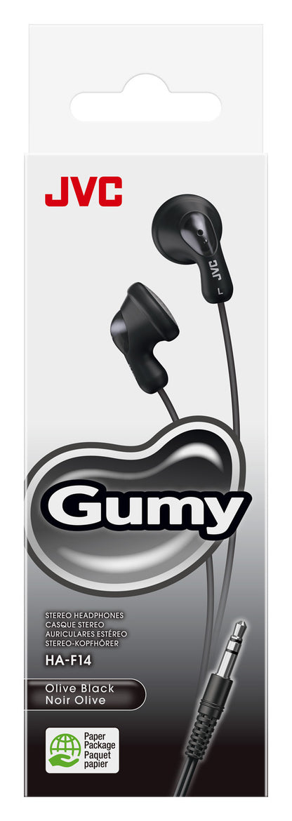 JVC HA-F14-BN-U In-Ear Headphones – Gumy Black Wired Neodymium