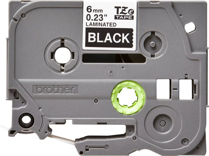 Brother TZE315 Label Tape – 6mm White on Black Laminated for PT Label Makers, 8m