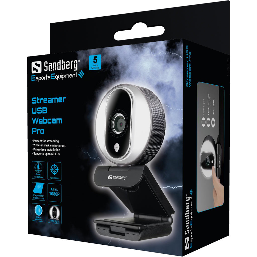 Sandberg 134-12 Streamer USB Webcam Pro – Full HD 1080p 60fps